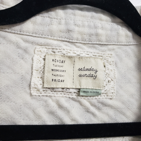 ANTHROPOLOGIE SATURDAY SUNDAY Gray Checkered Button Up Flannel Blouse … - Picture 7 of 8